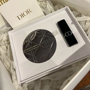 Dior Silver Compact Mirror + lipstick set 💄 🪞